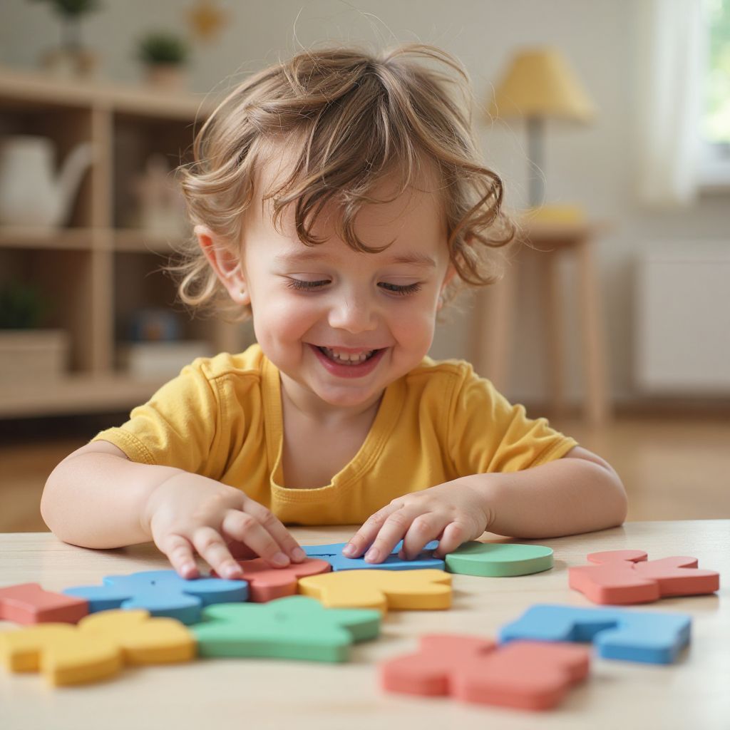 Child solving puzzles