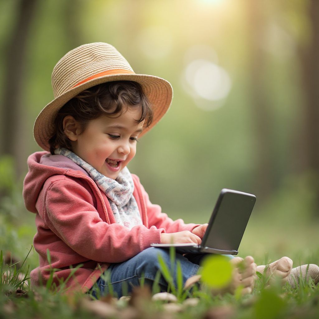 Child with balanced screen time
