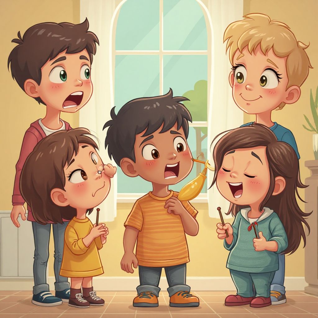 Children expressing emotions in game