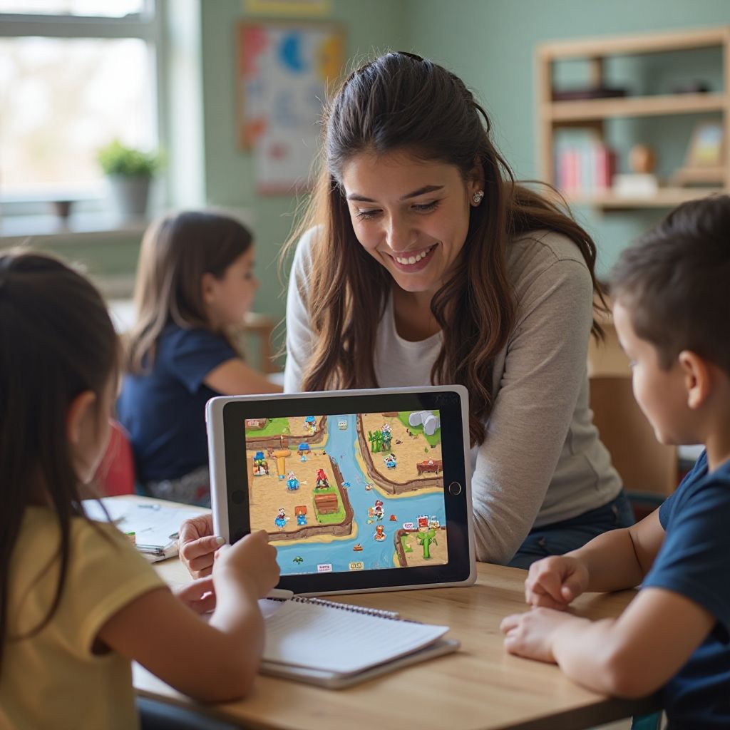 Teacher using games in classroom